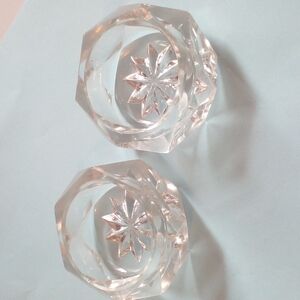 Pair of Vintage Crystal candles holders/ voltive holders. GUC